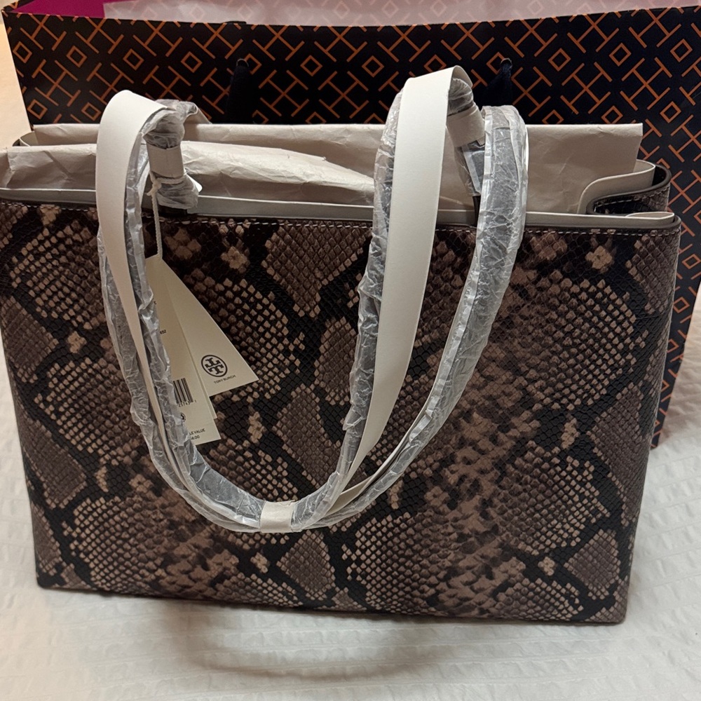 Tory Burch Britten Snakeskin Tote